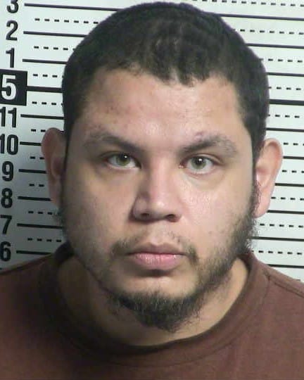 Booking photo of Miguel Pallares, who is accused of setting a fire outside his mother’s home in Anthony while violating a protective order